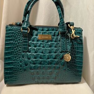 EUC Brahmin Turquoise/Teal Crocodile Embossed Satchel